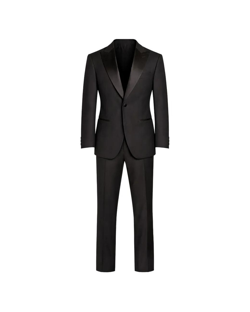 Pal Zileri Black Satin-Lapel Suit for men