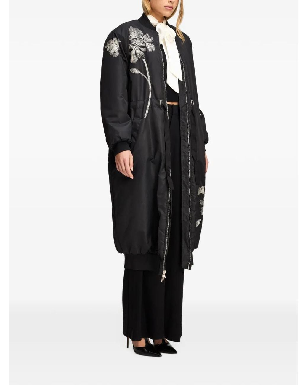 Cinq À Sept Black Celestina Floral-Embroidered Coat