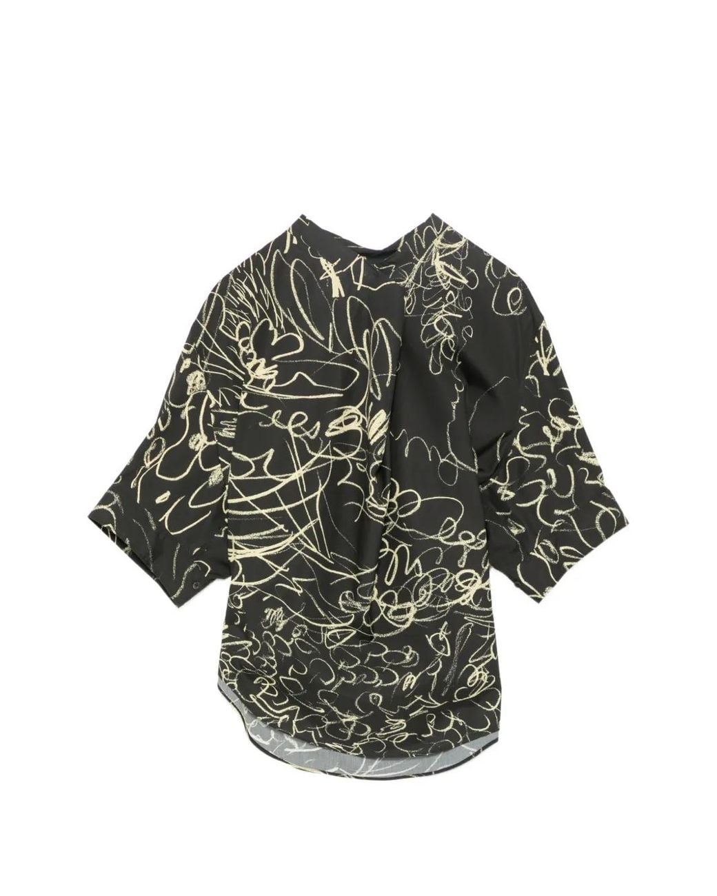 JNBY Gray Botanical Line Short-Sleeve Top