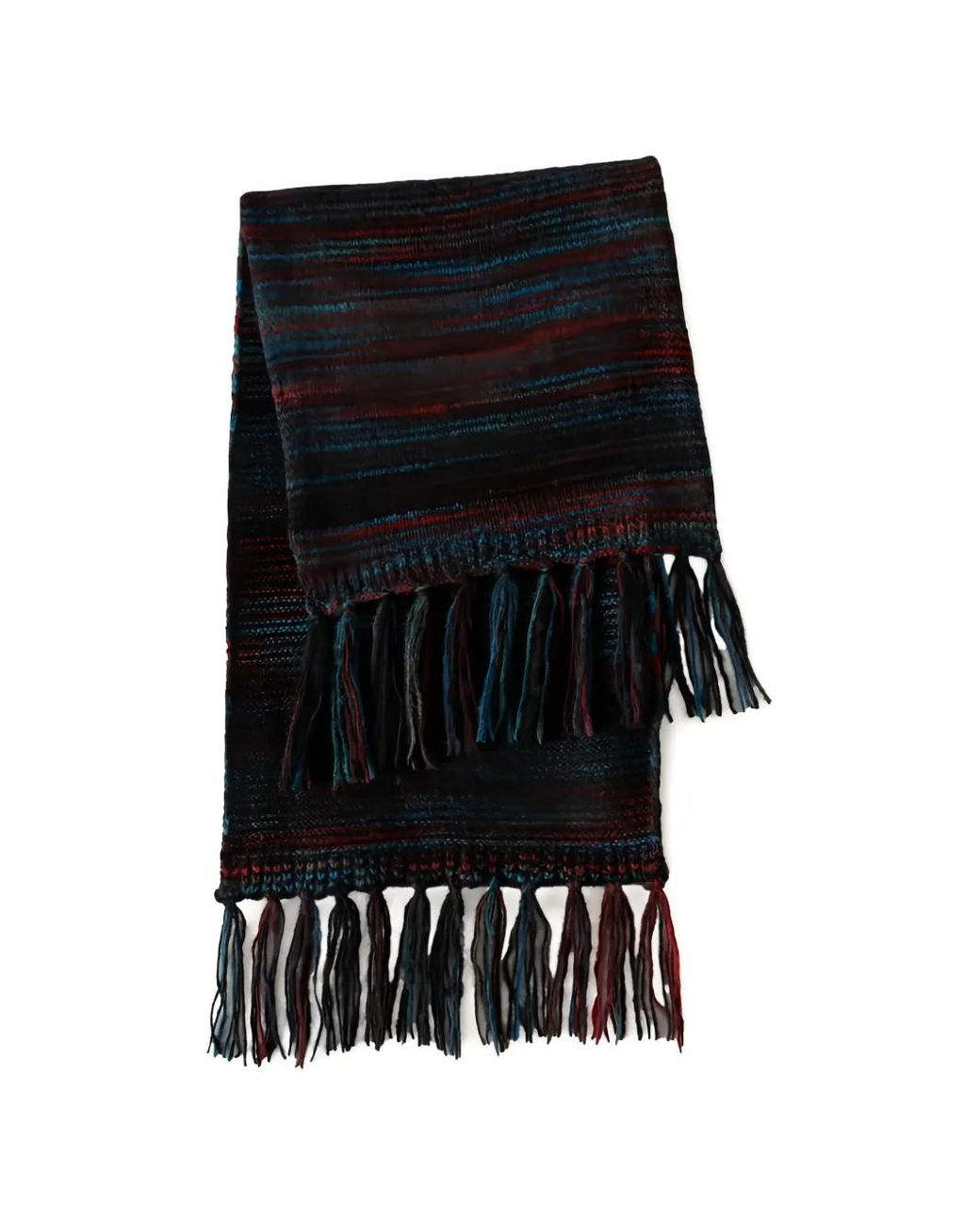 Xirena Black Fonda Striped Fringed Scarf