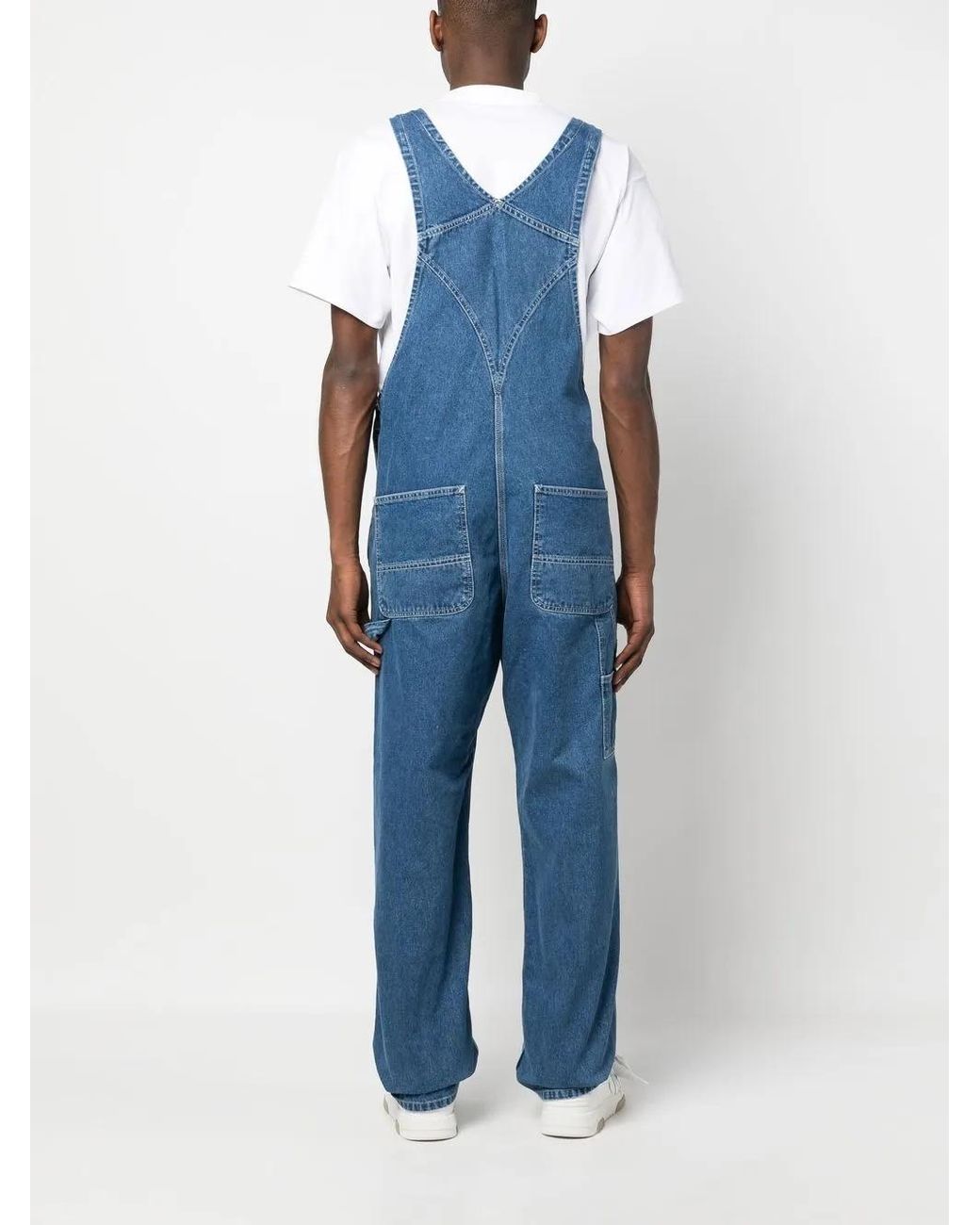 Carhartt Blue Logo-Patch Straight-Leg Dungarees for men