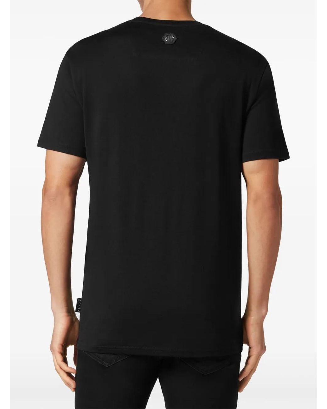 Philipp Plein Black Chrome-Print Round-Neck T-Shirt for men