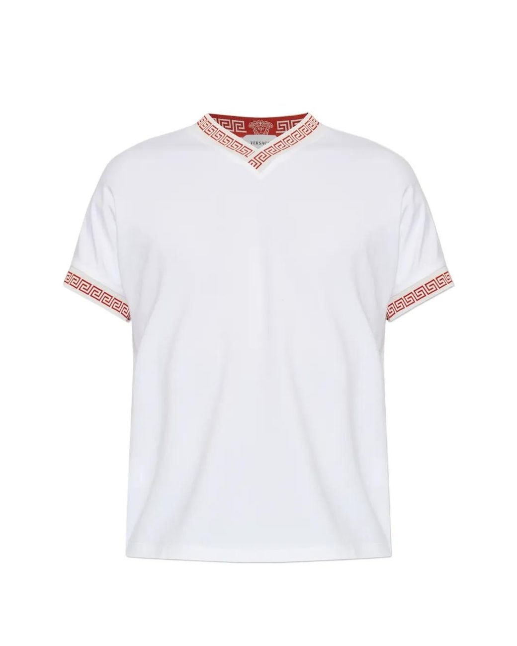 Versace White V-Neck T-Shirt for men