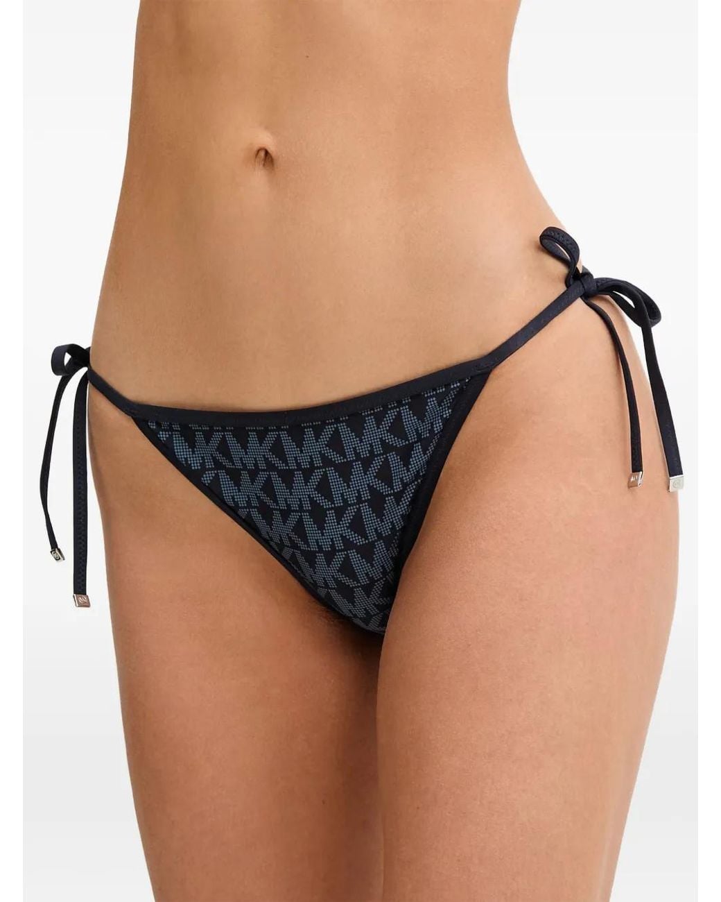 MICHAEL Michael Kors Black Logo-Print Side-Tie Bikini Bottoms