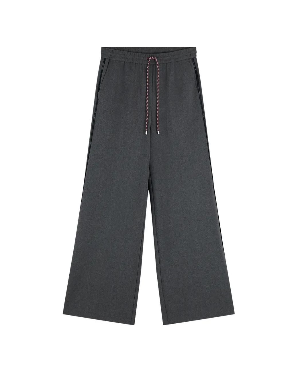Tommy Hilfiger Gray Drawstring Wide-Leg Trousers
