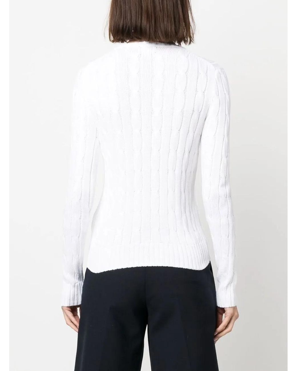 Polo Ralph Lauren White Touch Julianna Cable-Knit Sweater