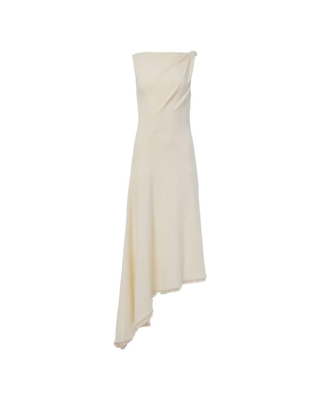 Monse White Asymmetric Twisted Midi Dress
