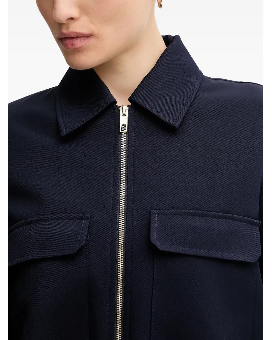 MARC AUREL Blue Flap-Pocket Zip Jacket