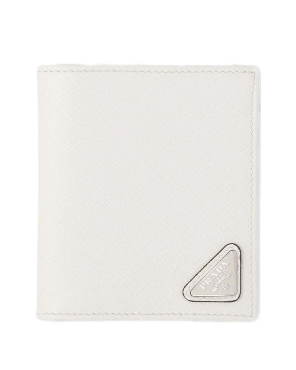 Prada White Triangle-Logo Saffiano Leather Wallet for men