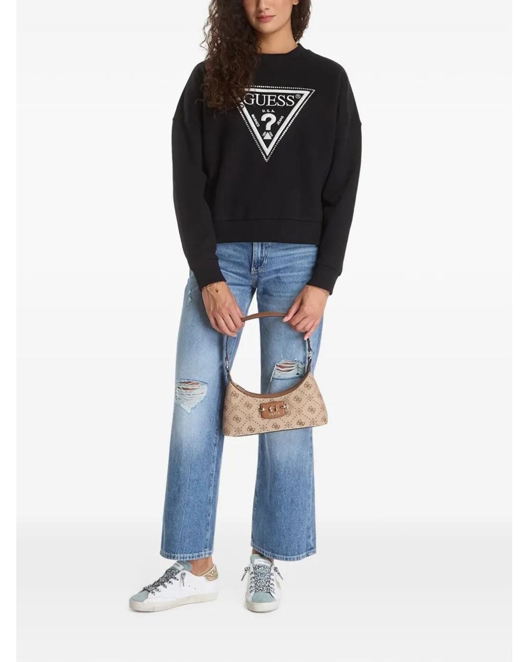 Guess Black Python Triangle Logo-Print Sweatshirt