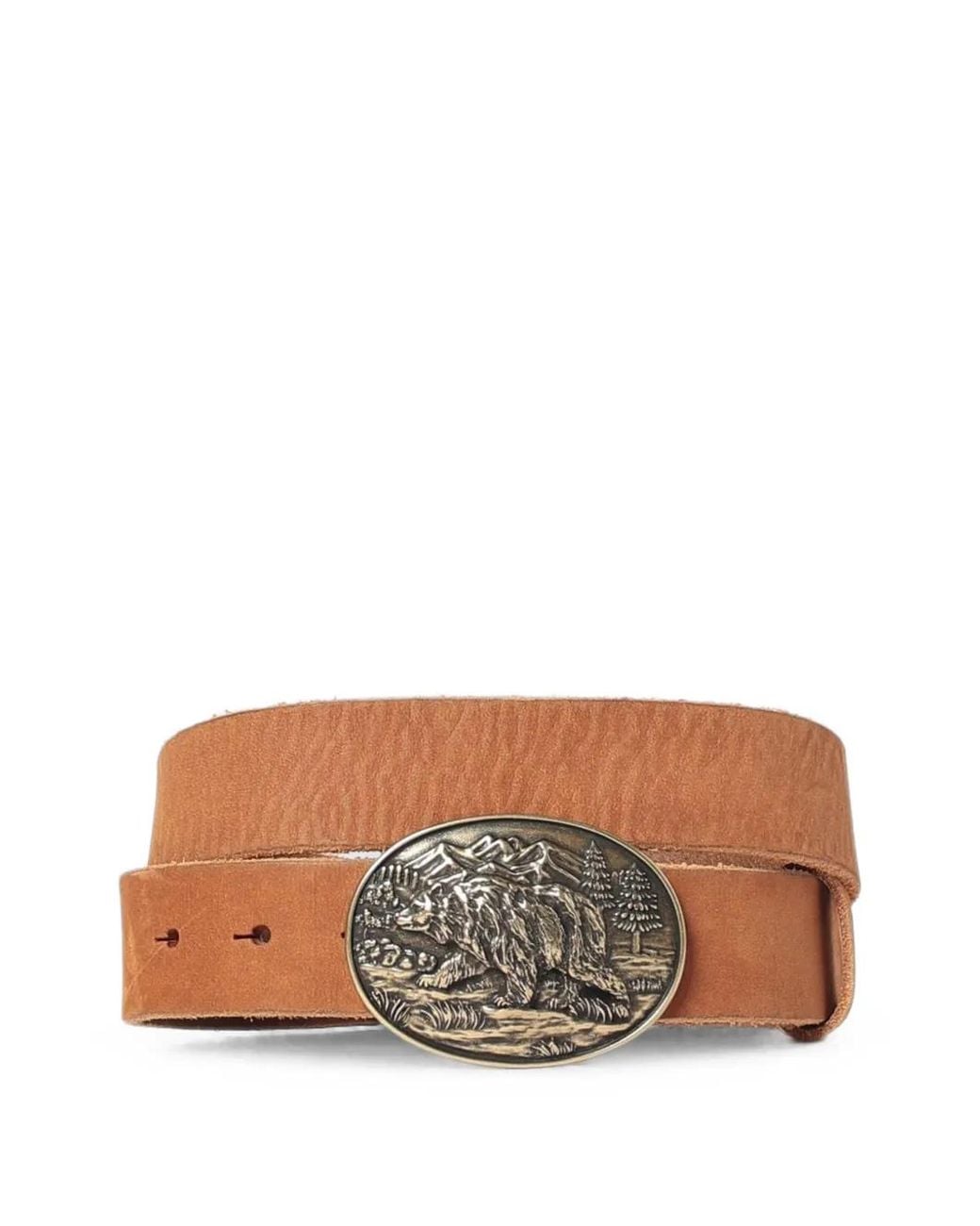 Sebago Brown Fred Engraved-Buckle Leather Belt for men