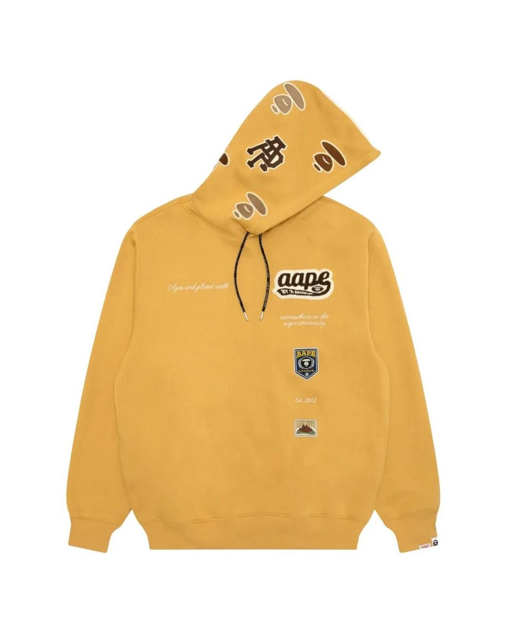 Aape By A Bathing Ape Yellow Aapeunvs Logo-Patch Drawstring Hoodie for men