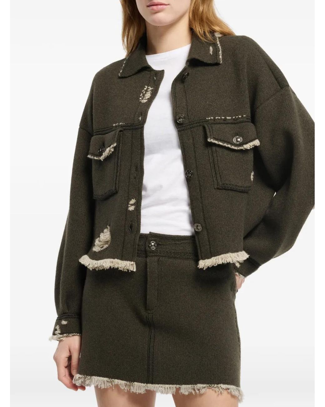 Barrie Black Denim Fringed Jacket