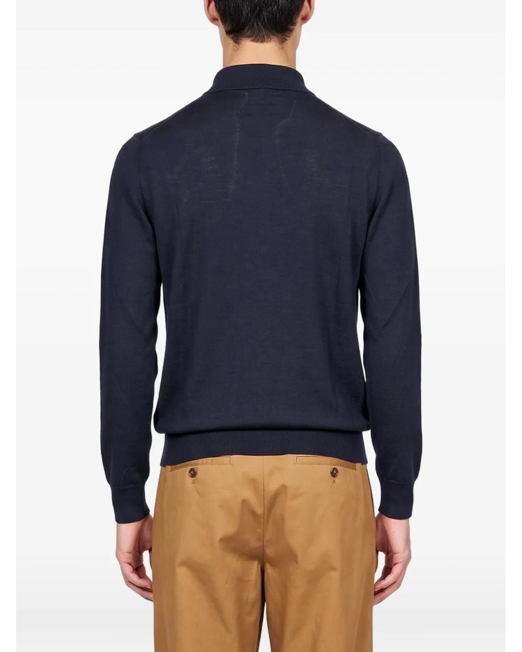 Tagliatore Blue Palmer Long-Sleeve Polo Shirt for men