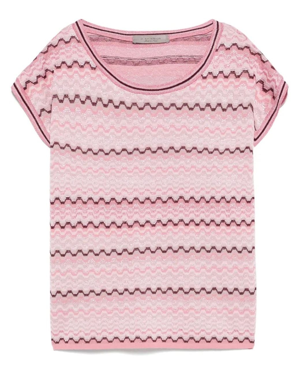 D.exterior Pink Patterned-Jacquard Top