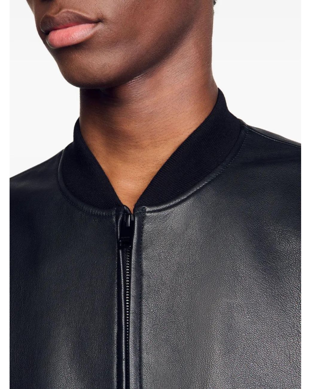 Sandro Black Leather Jacket for men