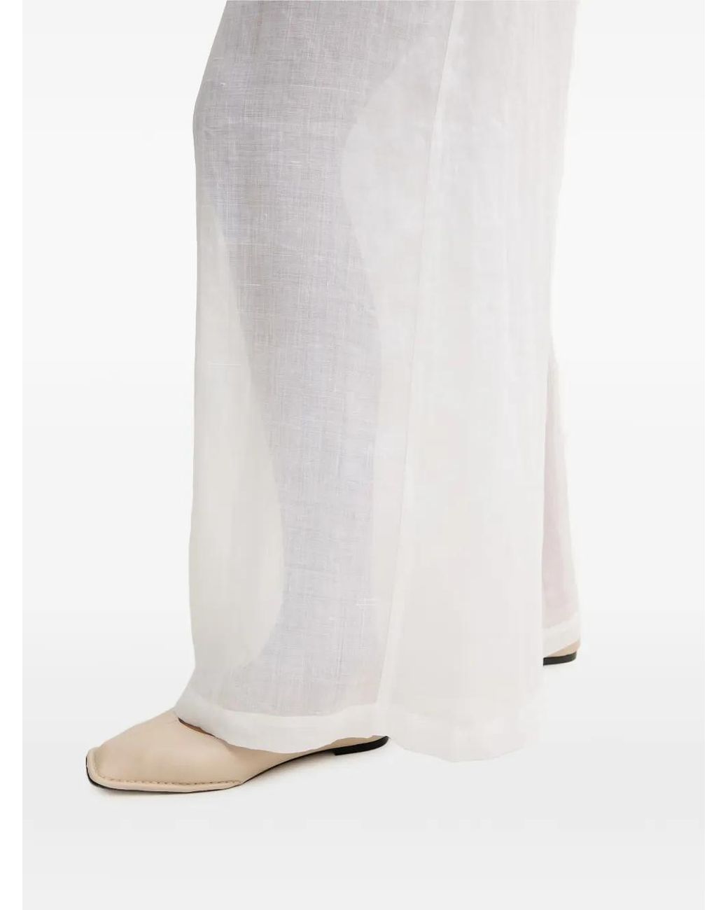Isabelle Blanche White Sheer Wide-Leg Trousers