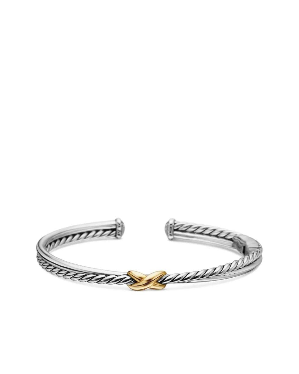 David Yurman White 18Kt And Sterling Petite X Center Station Bracelet (5.2Mm)