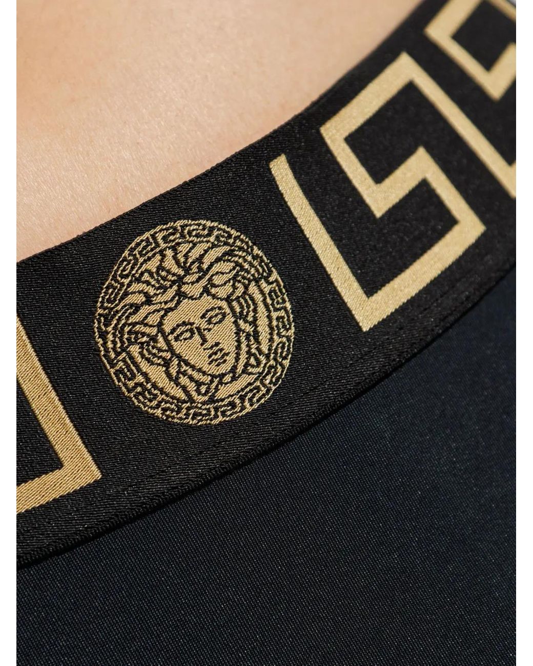 Versace Black Greca Motif Bikini Bottoms