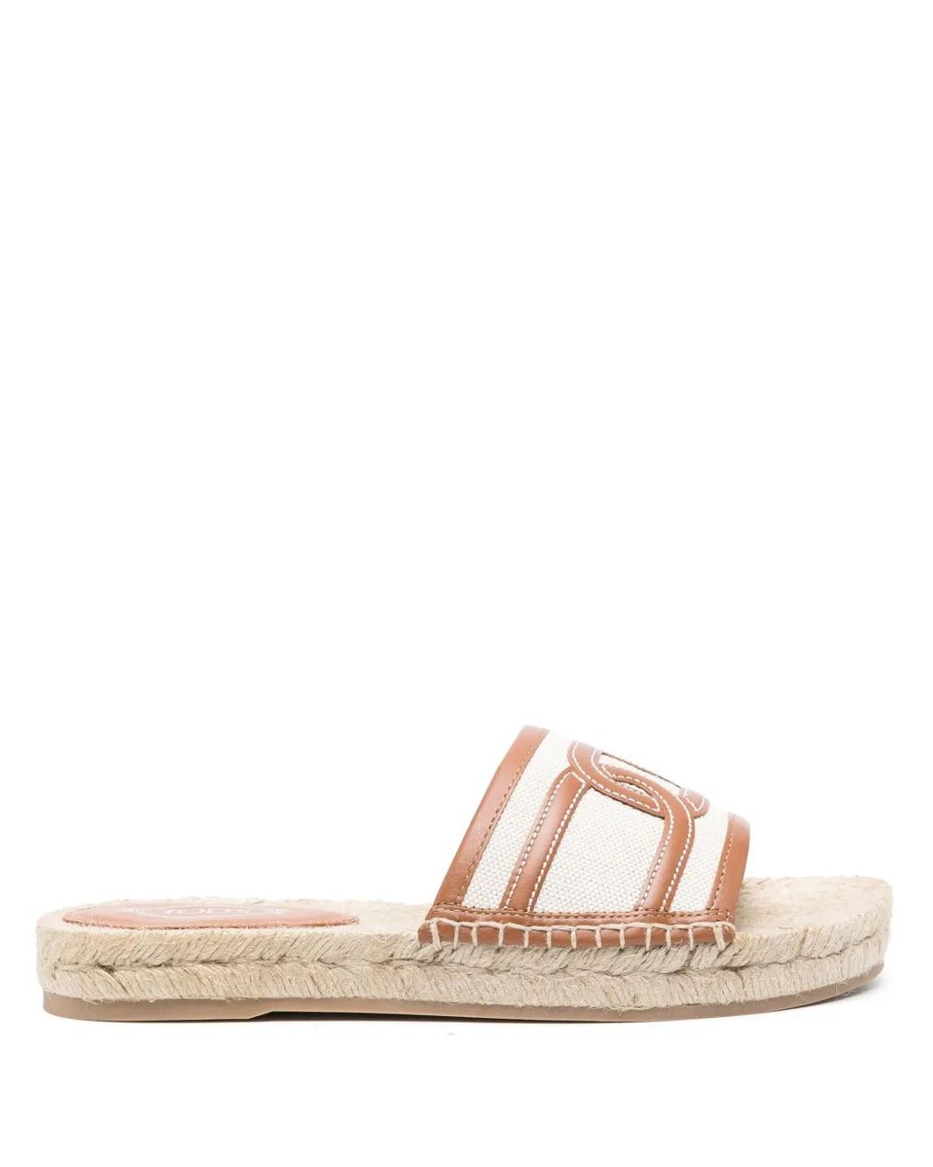 Tod's Pink Rafia Leather Flat Sandals