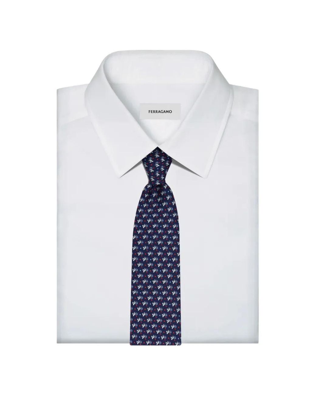 Ferragamo Blue Cupid Print Silk Tie for men