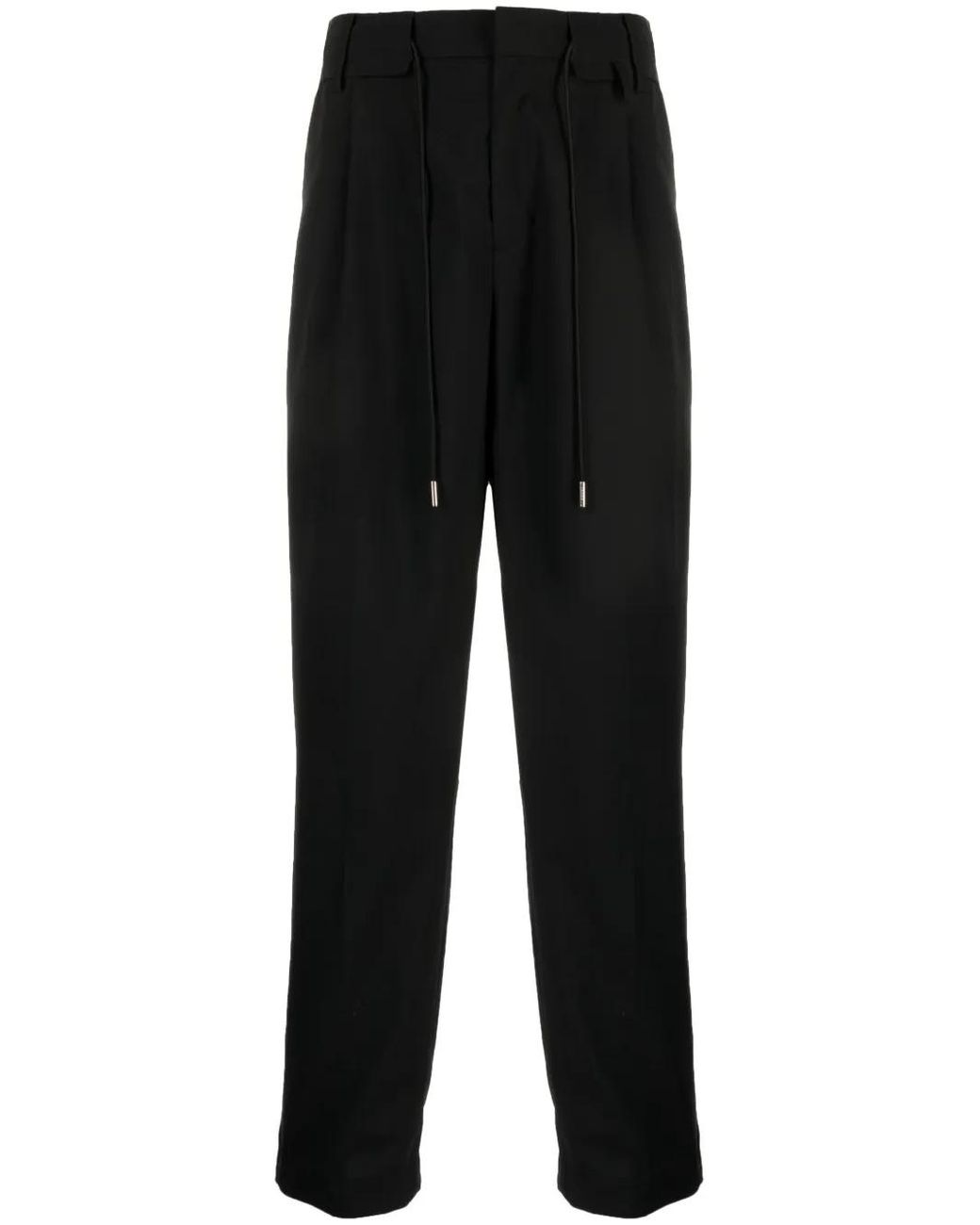 Sacai Black Drawstring-Fastening Tapered Trousers for men
