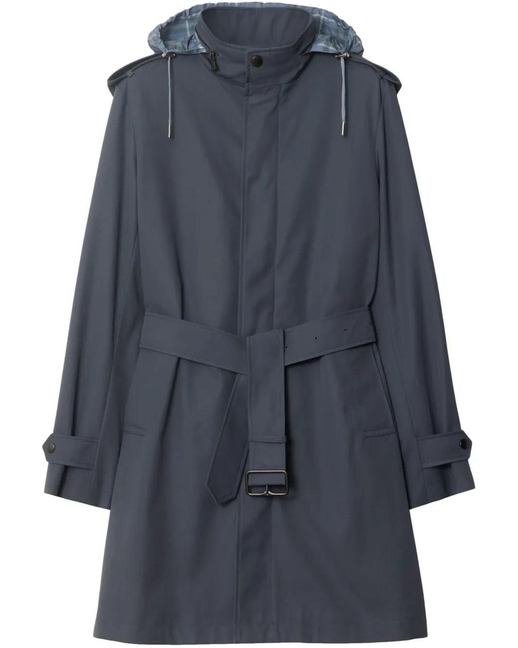 Burberry Blue Cotton Trench Coat for men