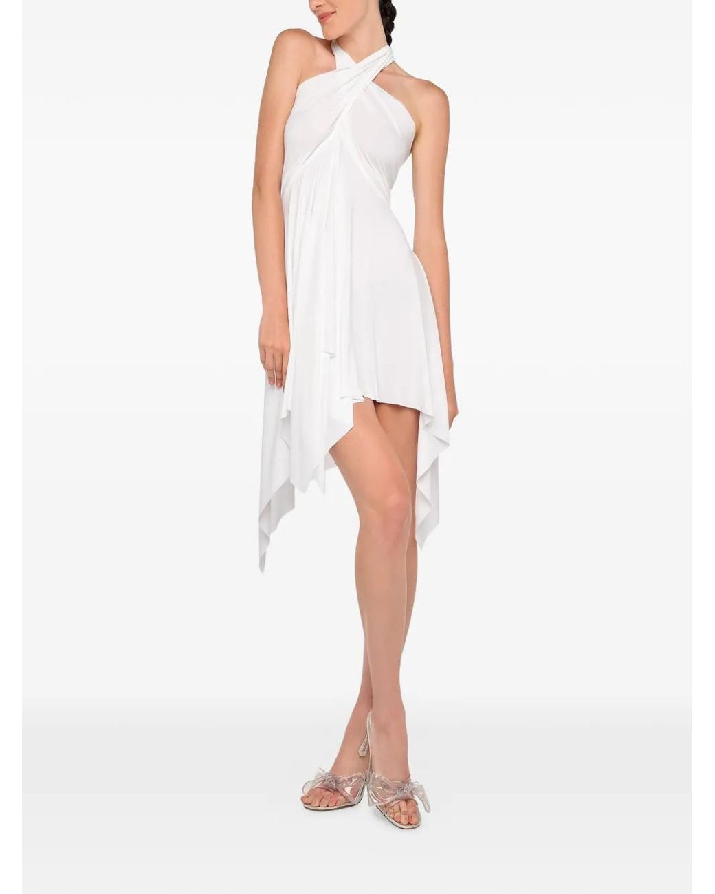 norma kamali asymmetric dress Norma Kamali, 70s cream jersey draped asymmetric body-con dress