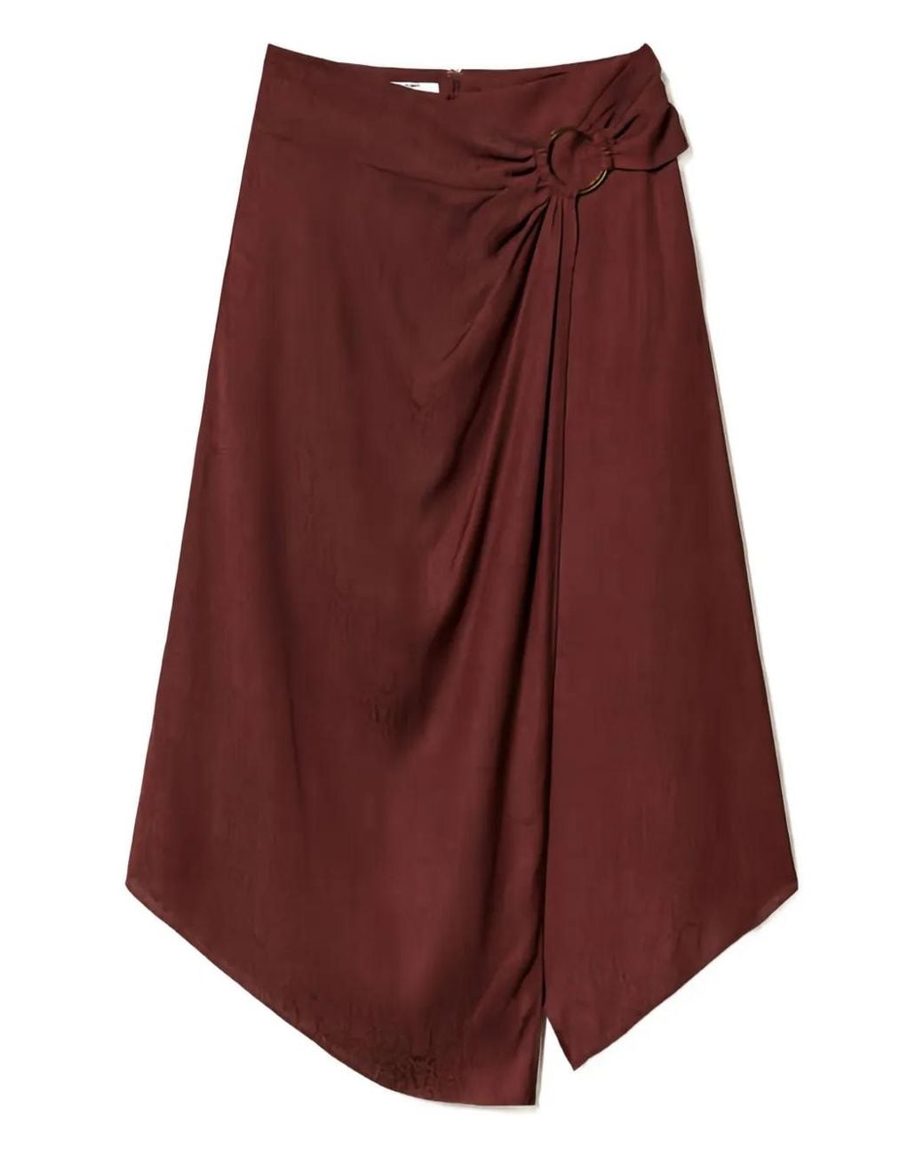 Twinset Red Jacquard Ring-Detail Midi Skirt