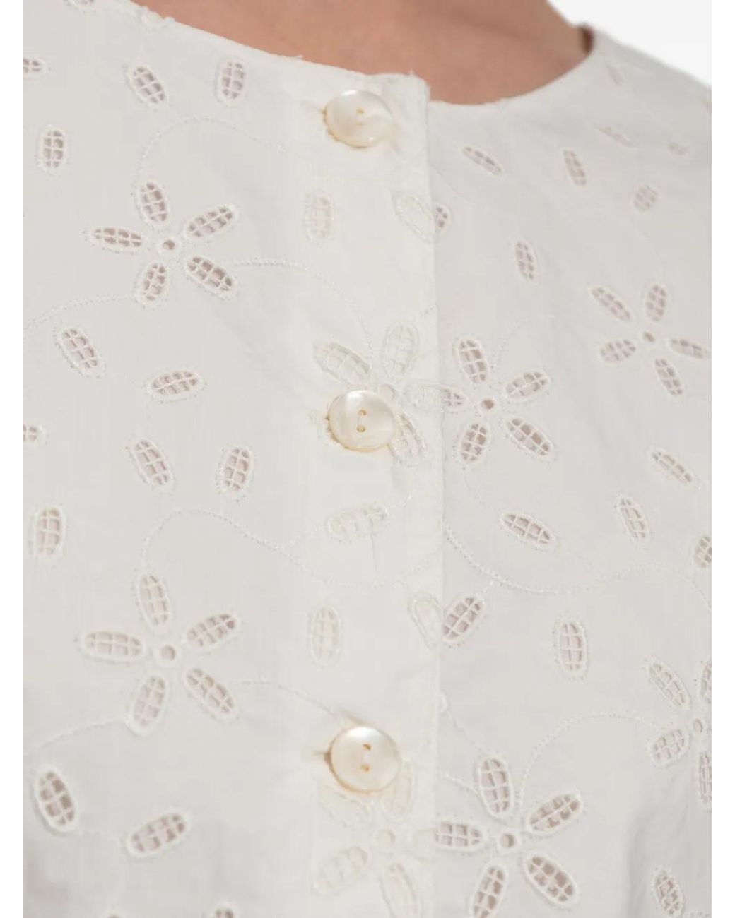 Posse White Salma Floral-Embroidered Crop Top