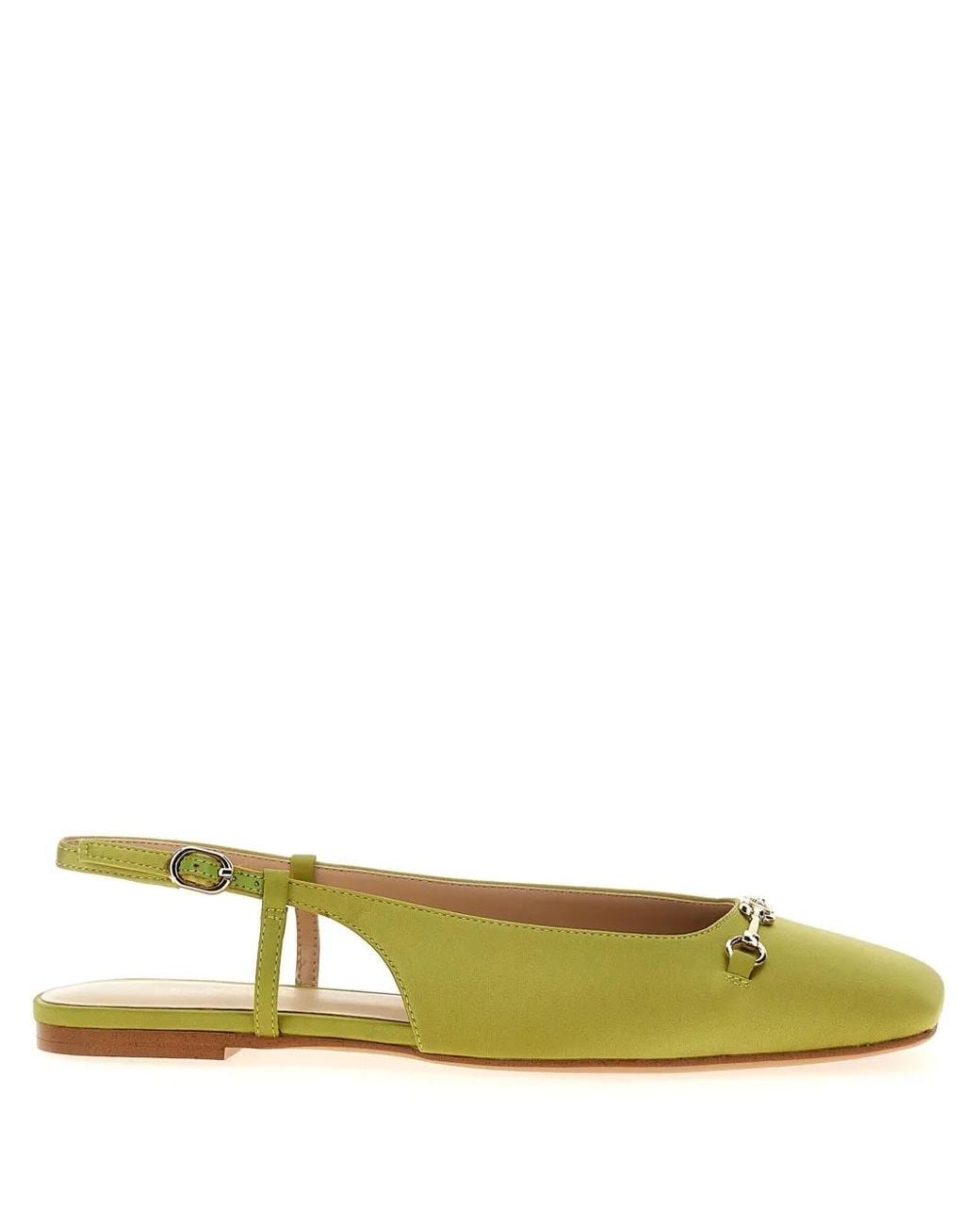 Twinset Green Square-Toe Ballerina Shoes