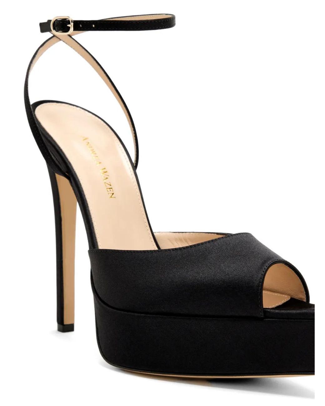 Andrea Wazen Black Ankle Strap Sandals