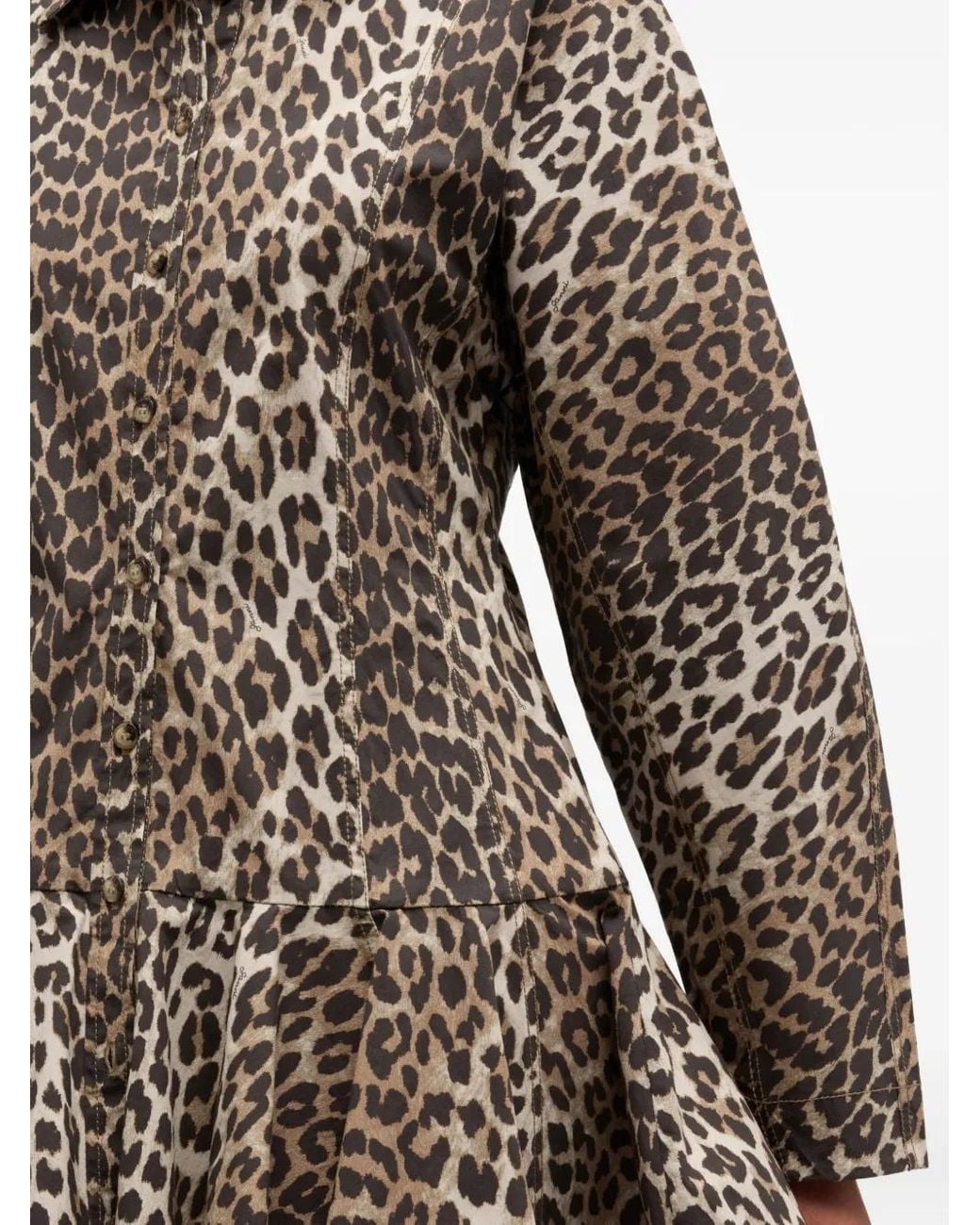 Ganni Gray Leopard Shirt Dress