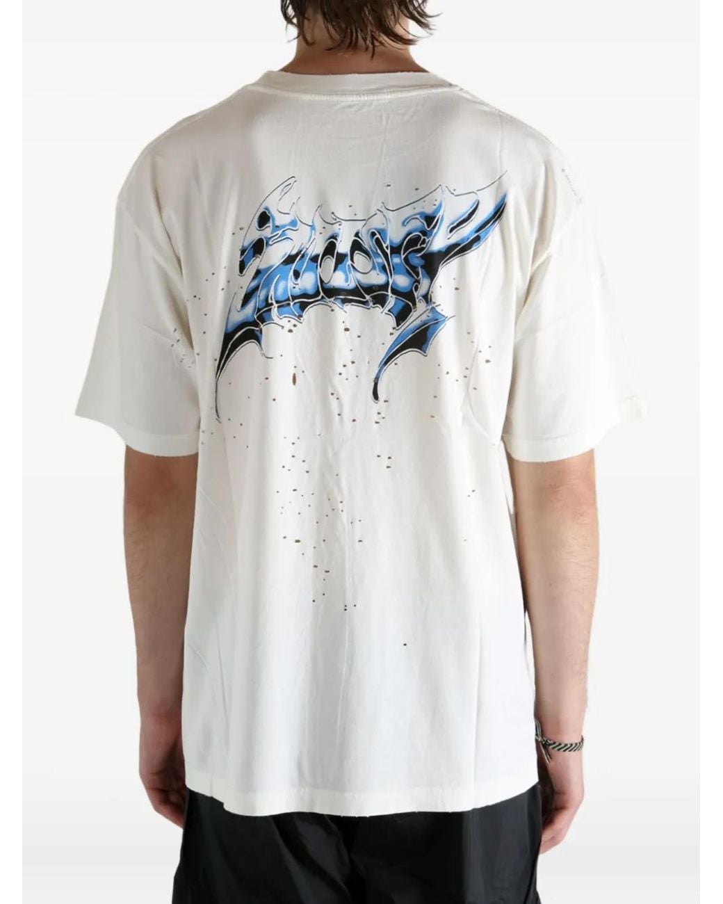 Satisfy White Mothtech Distressed Print T-Shirt for men