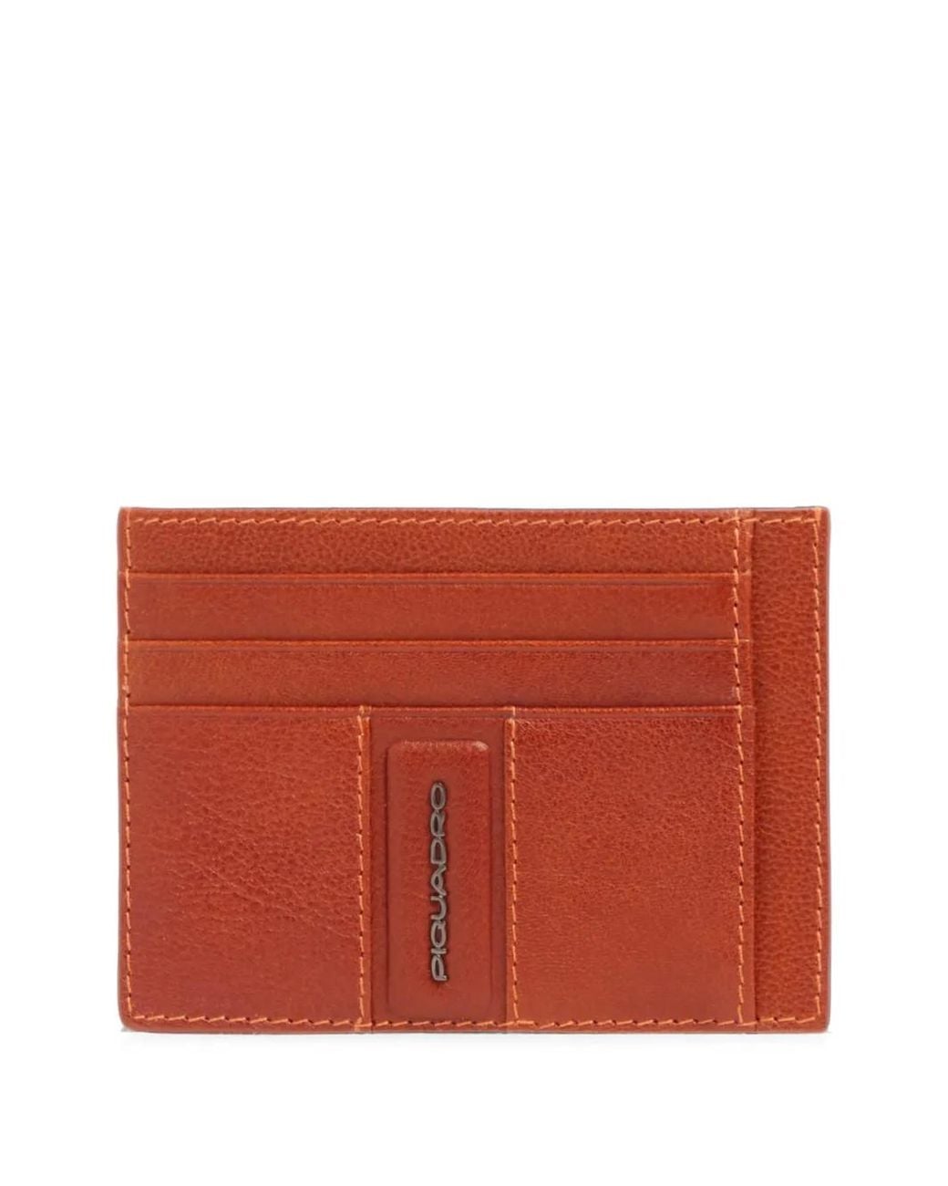 Piquadro Red Logo-Plaque Leather Cardholder for men
