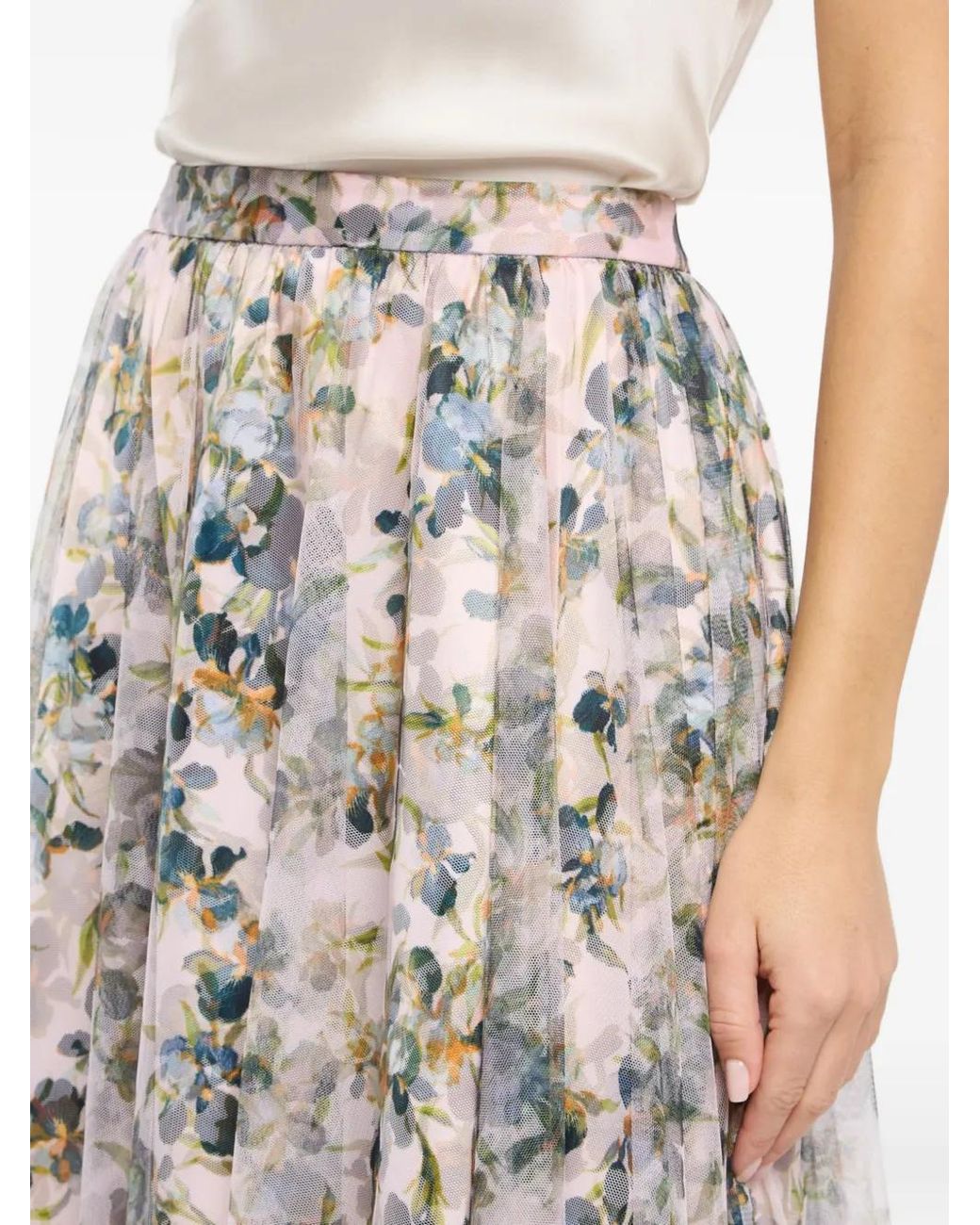 Cinq À Sept White Sofia Floral Midi Skirt