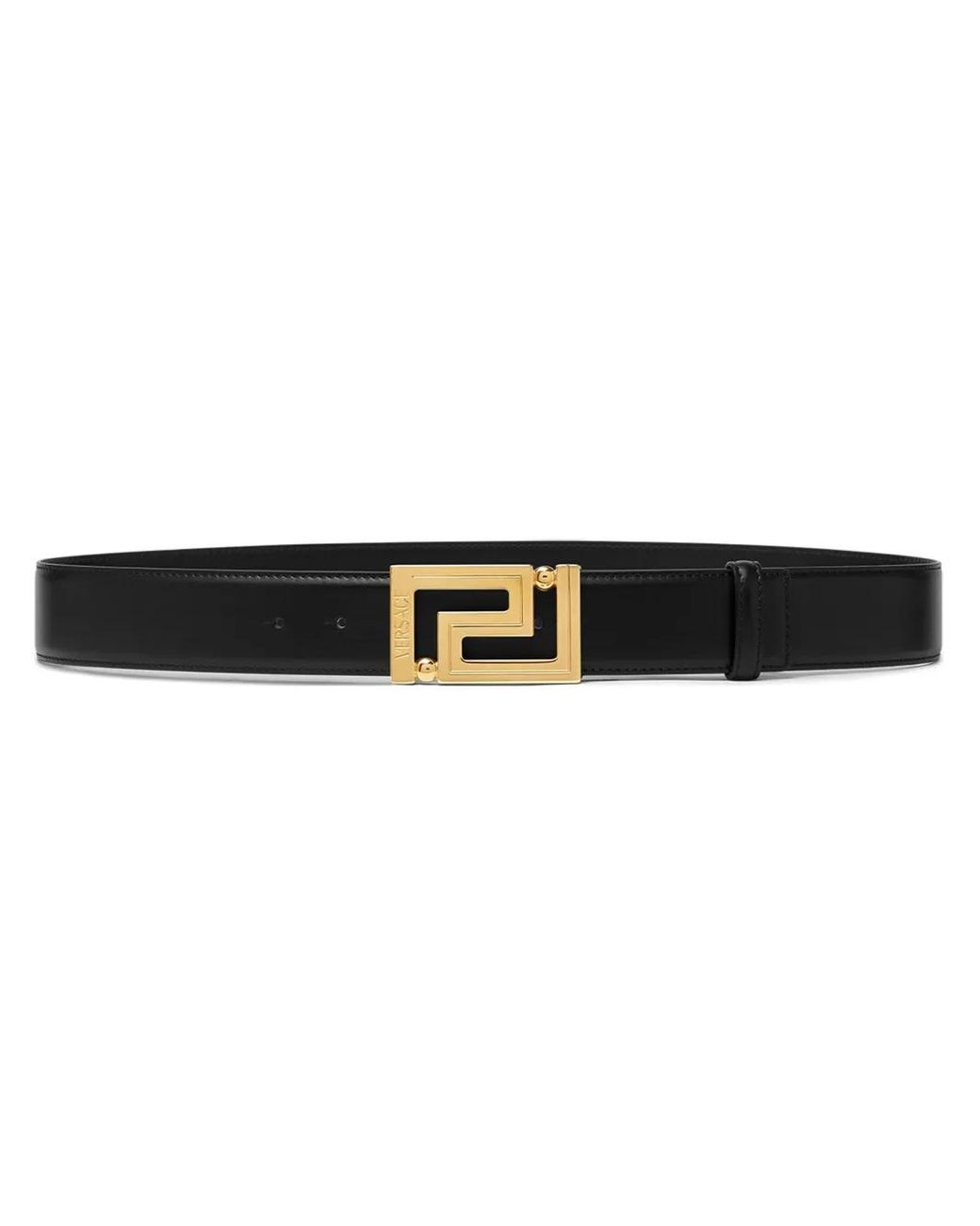 Versace Black Greca Leather Belt 4Cm for men