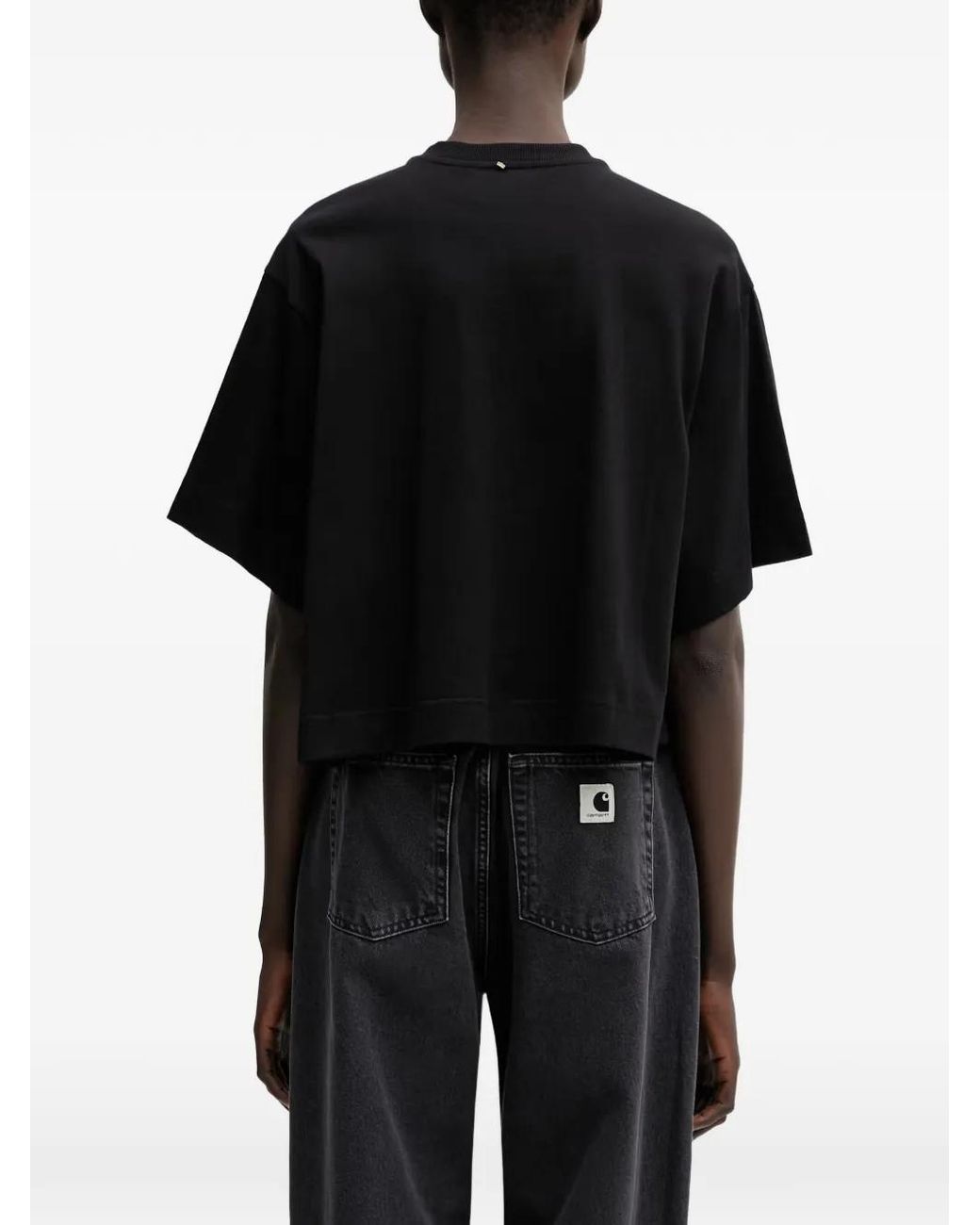 Sportmax Black Logo-Patch Cropped T-Shirt