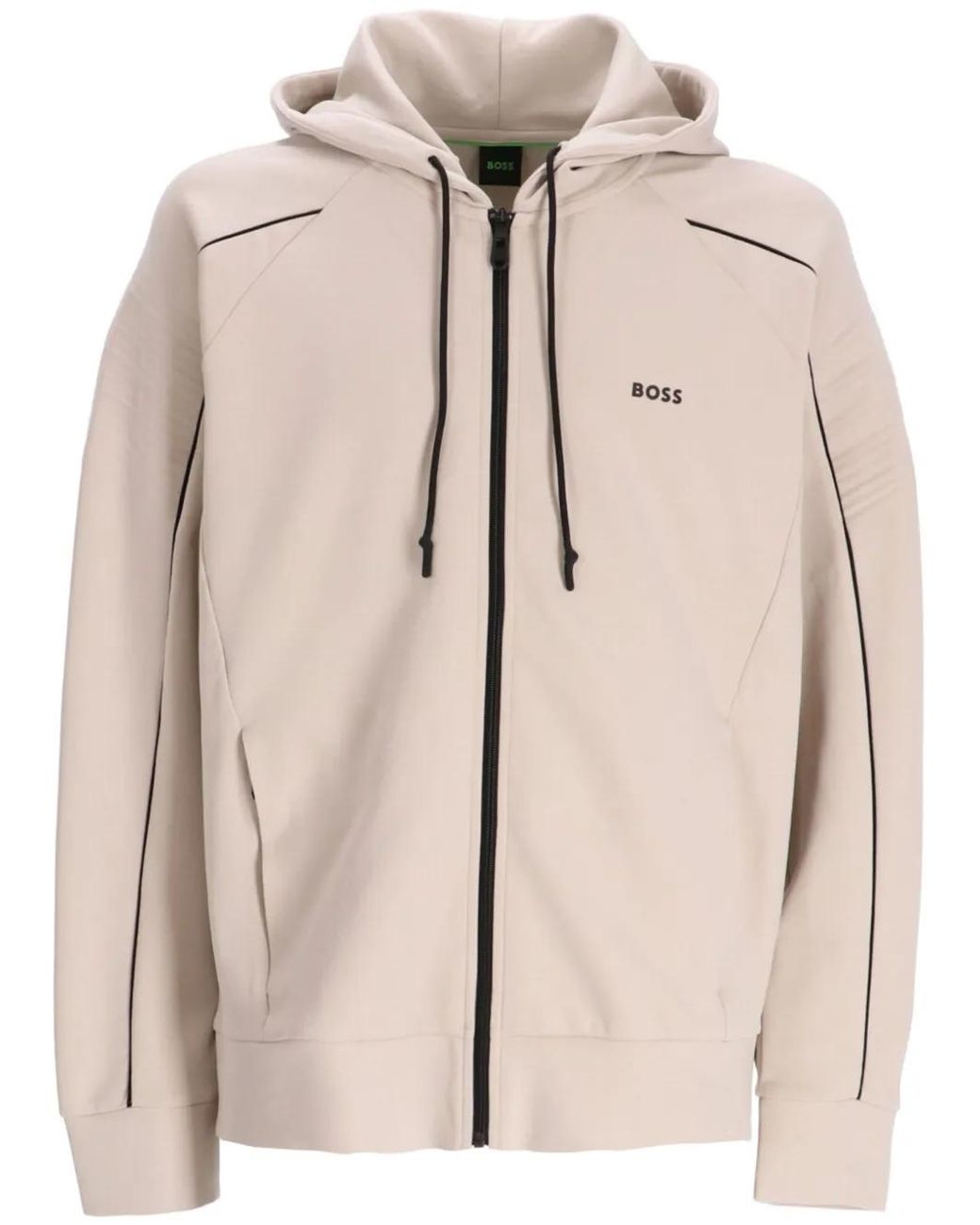 Boss Natural Logo-Print Drawstring Hoodie for men