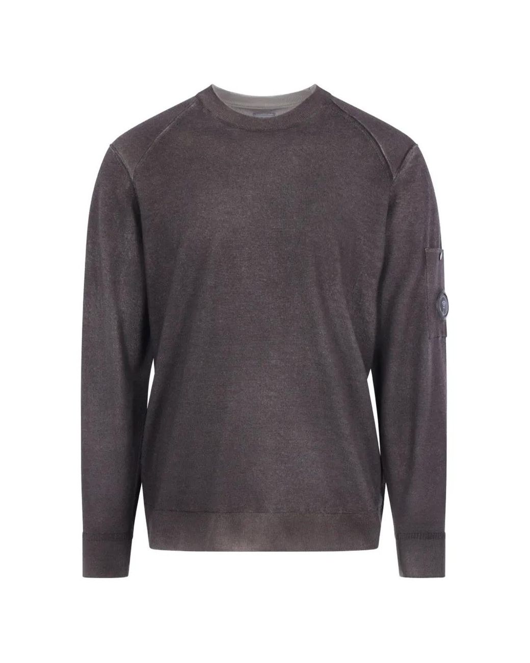 C P Company Gray Lens-Detail Raglan-Sleeve Sweater for men
