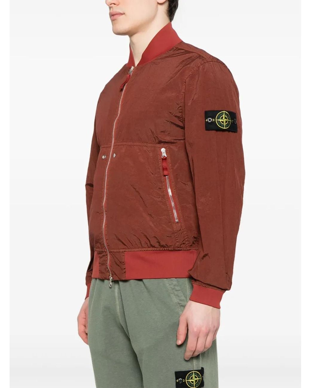 Stone Island Red Bomber Jacket for men