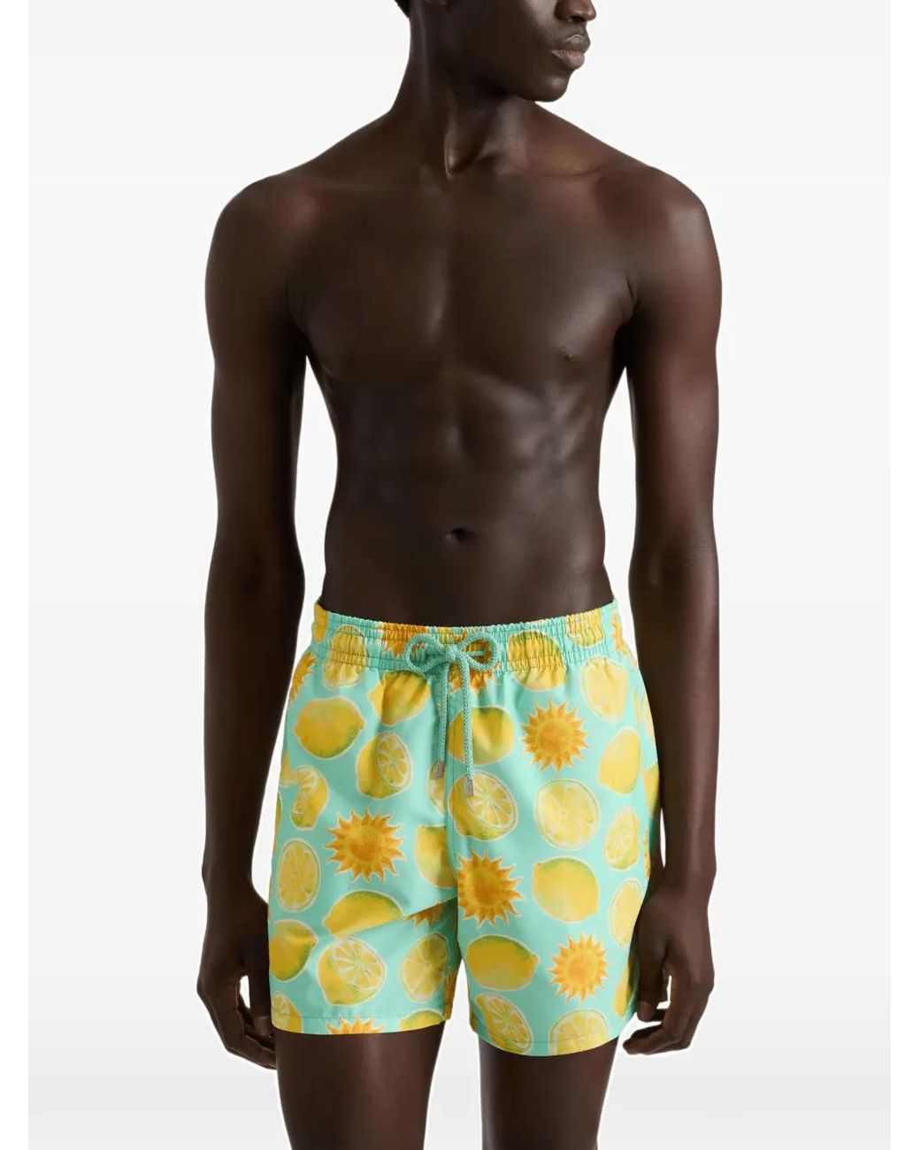 Vilebrequin Blue Limonade-Print Drawstring Swim Trunks for men