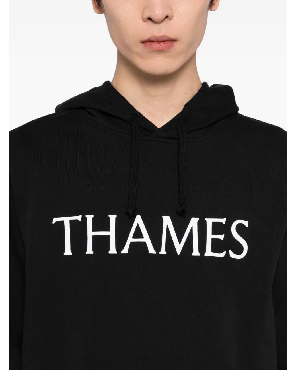 Thames MMXX Black Logo Printed Hoodie for men