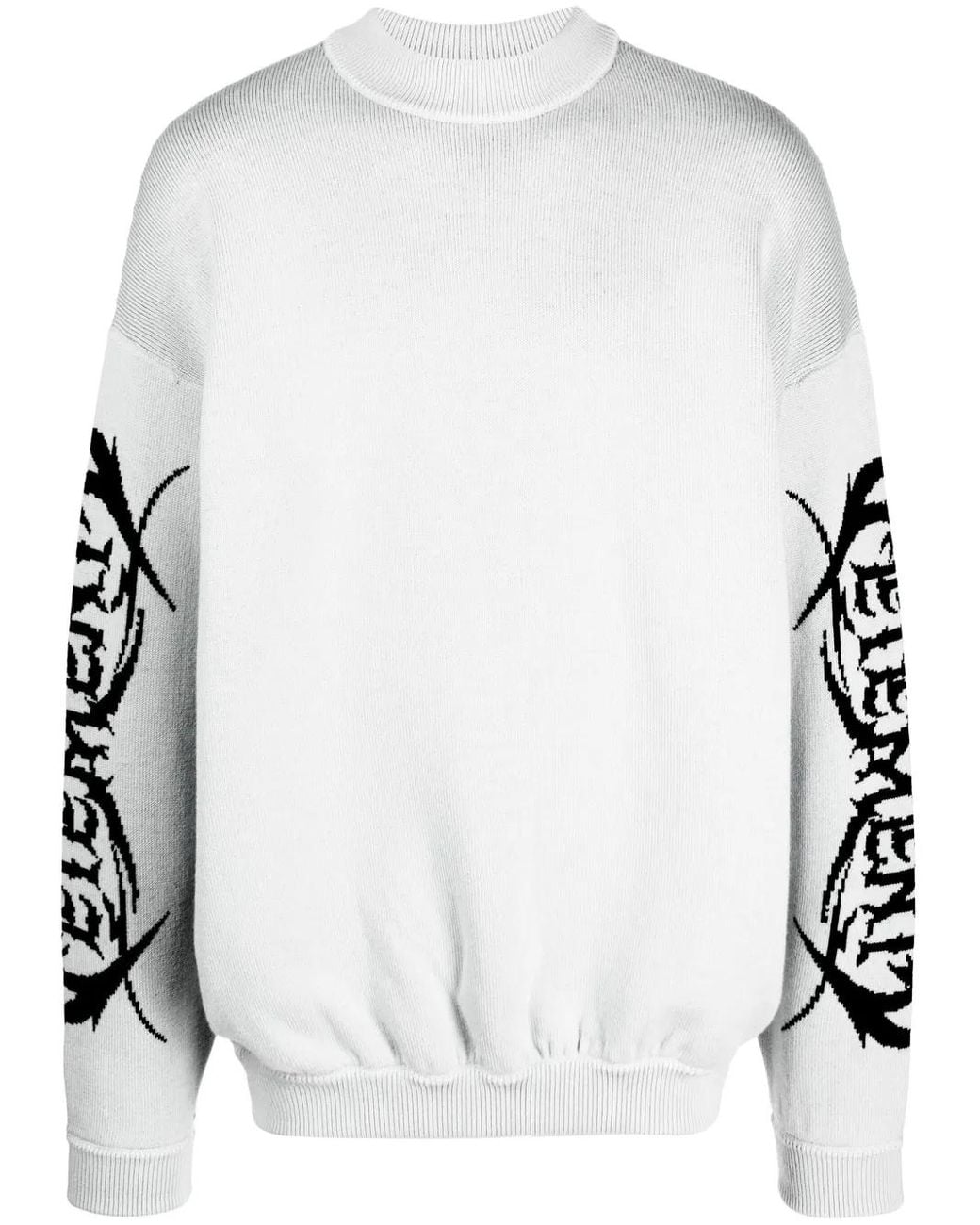 Vetements White Logo-Print Merino Wool Jumper for men