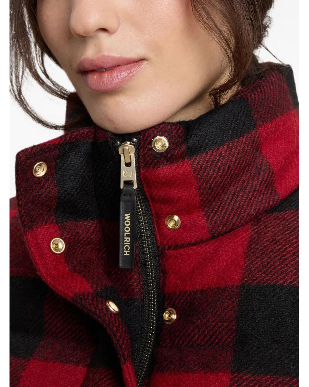 Woolrich Red Check Virgin-Wool Puffer Jacket