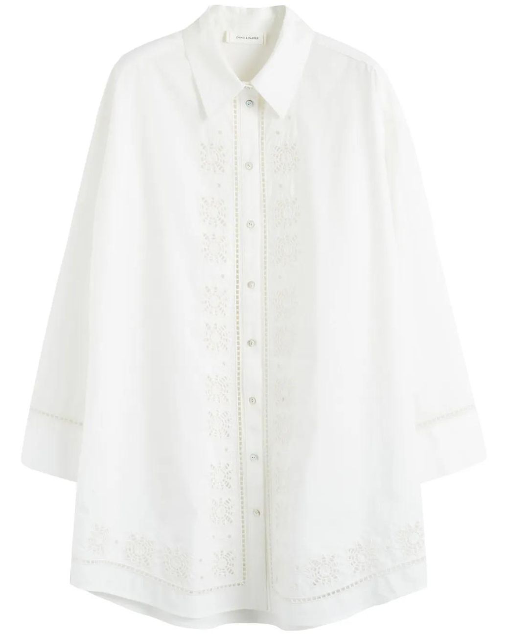 Chinti & Parker White Broderie-Anglaise Shirt Dress