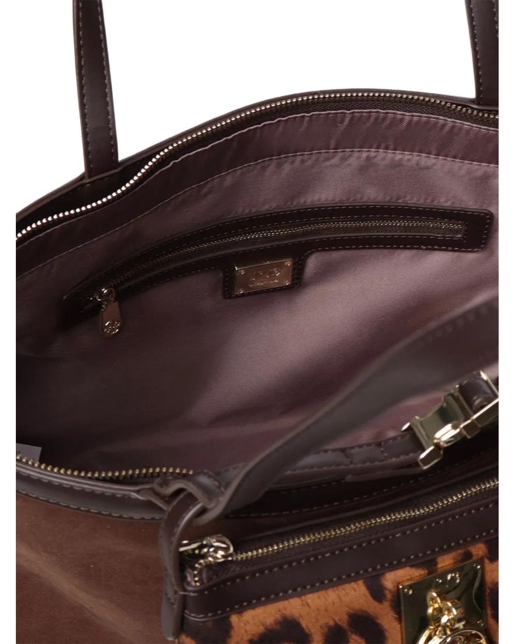V73 Brown Leopard-Print Pouch Tote Bag