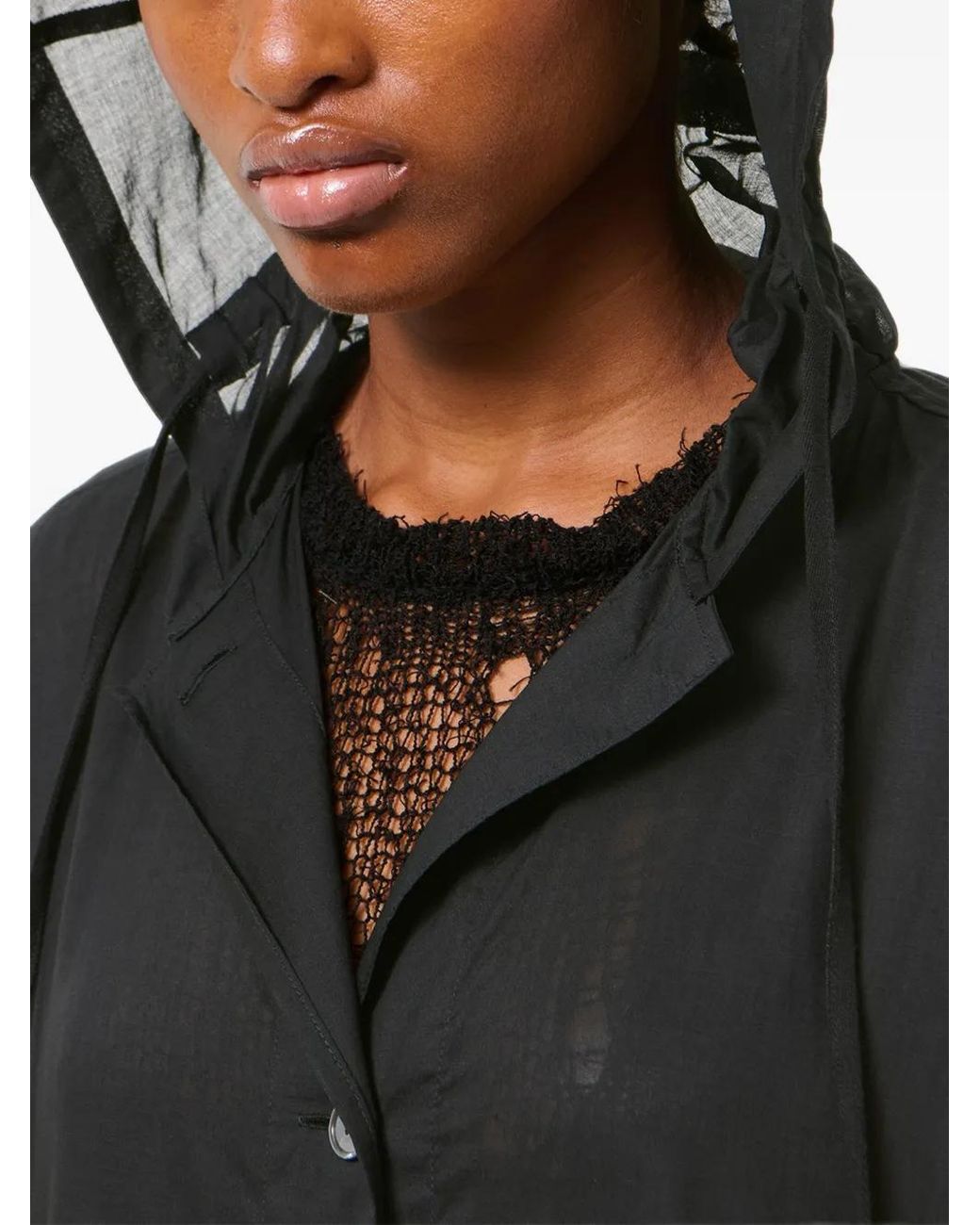 Our Legacy Black Hooded Button-Up Shirt