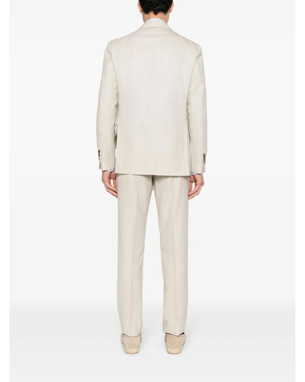 Lardini White Pinstriped Lightweight-Wool Suit for men