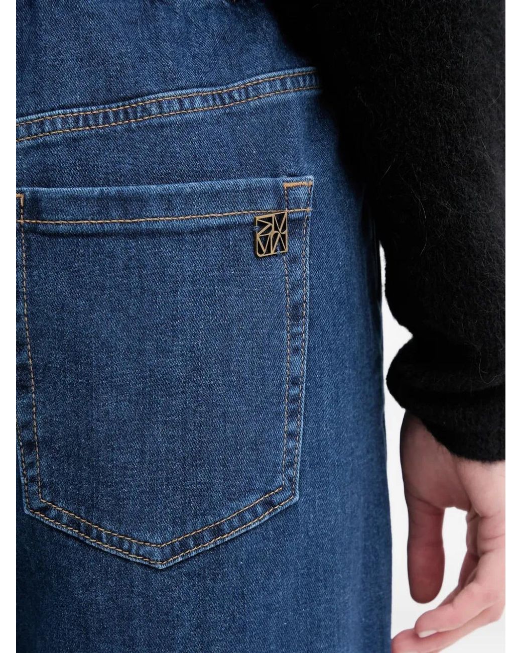 Mos Mosh Blue Vasco Drawstring Wide Jeans
